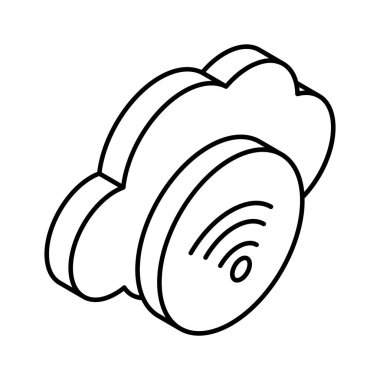 Bulutlu Wifi sinyalleri, internet düzenlenebilir vektörünün izometrik simgesi