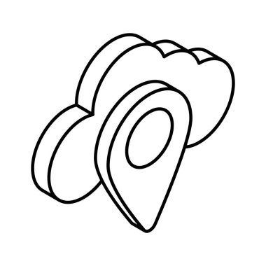 Bulut navigasyonu, bulut konumu izometrik vektör tasarımı