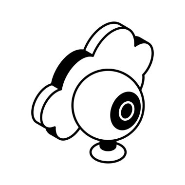 Web kameralı bulut konsept bulut izleme simgesi, bulut kamera vektörü