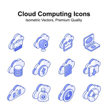 Şu güzel ve şaşırtıcı bulut hesaplama izometrik vektörlerine bir bakın.