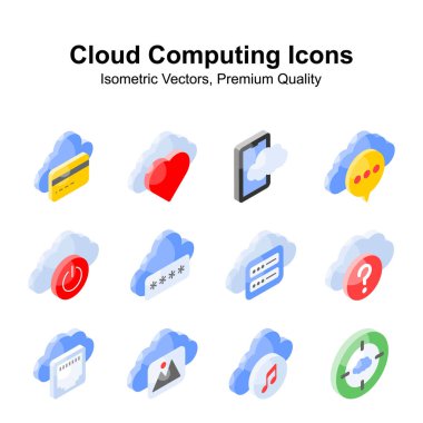 Görsel olarak çekici olan bu bulut hesaplama izometrik vektörlerine bakın.