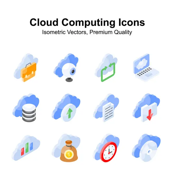 Stock vector Have a look at this beautiful and amazing cloud computing isometric vectors set