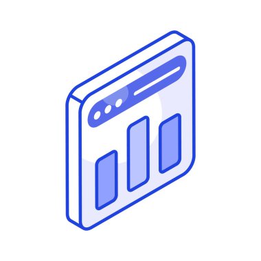 Beyaz arkaplanda izole edilmiş izometrik tarzda web analizinin bir simgesi