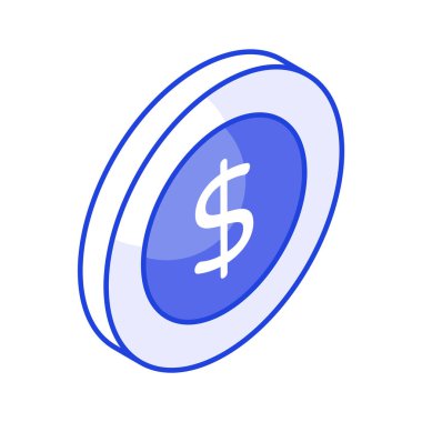 Bu özenle tasarlanmış para simgesini, dolar sikke vektörünü kontrol et