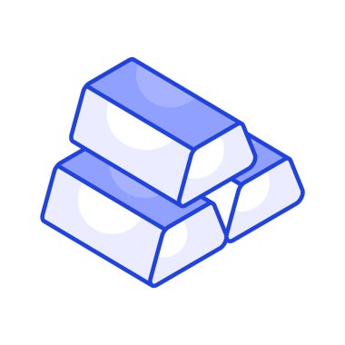 Altın külçelerinin büyüleyici bir ikonu, modern altın külçeleri vektör tasarımı, maliyeyle ilgili izometrik ikon