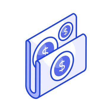 Veri dizinindeki dolar sikkeleri finansal veri izometrik biçiminin konsept simgesini gösterir