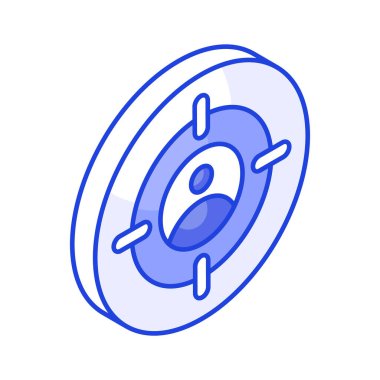 İyi tasarlanmış izometrik bir hedef kitle simgesi modern tarzda, premium kullanımına hazır