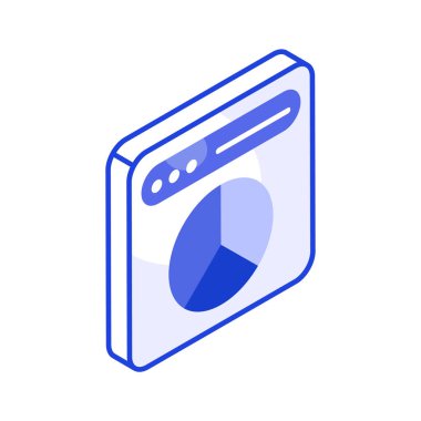 Beyaz arkaplanda izole edilmiş izometrik tarzda web sitesi analizinin bir simgesi