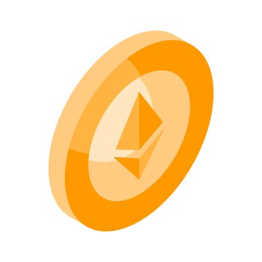 İyi tasarlanmış ethereum sikke, kripto para izometrik vektör tasarımı ikonu
