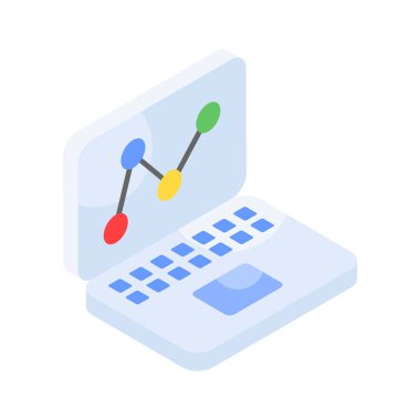 Dizüstü bilgisayarın içindeki büyüme grafiği çevrimiçi analitik veya çevrimiçi istatistiklerin konsept simgesini, veri analizlerini gösterir