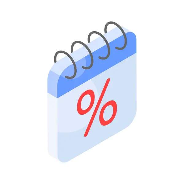 Percentage Calendar Showing Concept Icon Limited Offer Discount Deals Exclusive — Stock Vector
