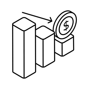 Düşük çizelge, finansal kayıp, azalan çizelge izometrik vektör tasarımı