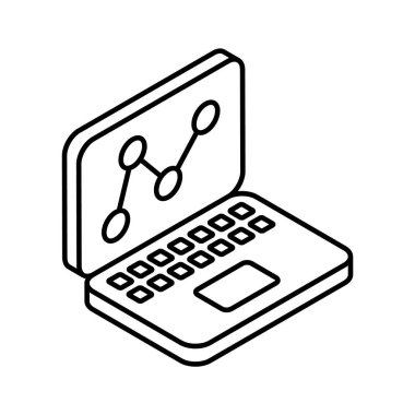 Dizüstü bilgisayarın içindeki büyüme grafiği çevrimiçi analitik veya çevrimiçi istatistiklerin konsept simgesini, veri analizlerini gösterir