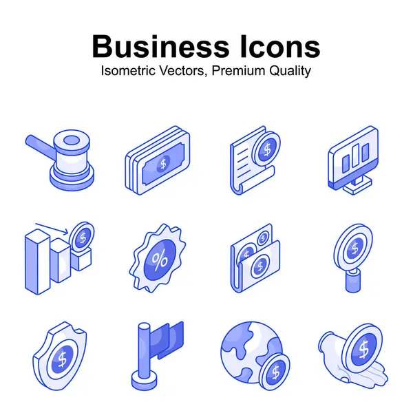 Consiga Asimiento Este Negocio Creativo Financiar Iconos Isométricos — Archivo Imágenes Vectoriales
