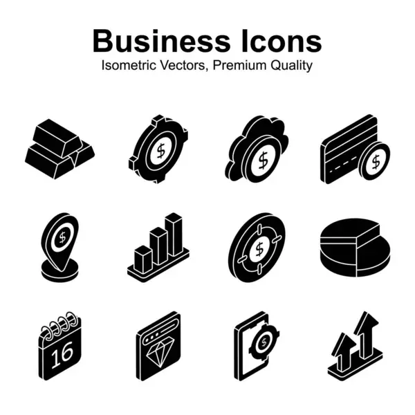 Get Amazing Business Finance Icons Set Trendy Isometric Style Ready — Stock Vector