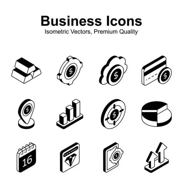 Check Beautifully Designed Business Finance Isometric Icons Set Modern Style — Stock Vector