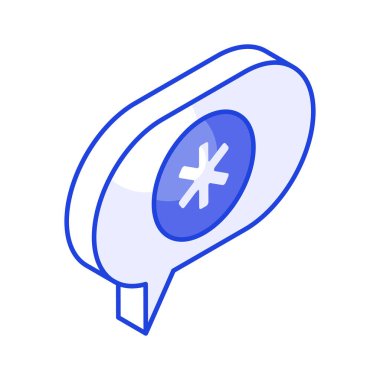 Tıbbi sohbetin modern tarzda izometrik bir simgesi, tıbbi mesaj vektörü