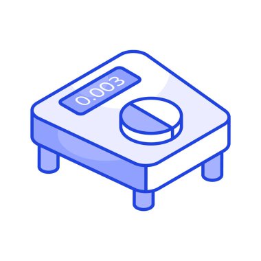 Ağırlık ölçeği vektör tasarımı izometrik tarzda, simge kullanmaya hazır