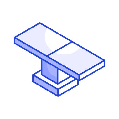 Sedye ve hastane yatağı ikonunun inanılmaz bir izometrik vektörü.