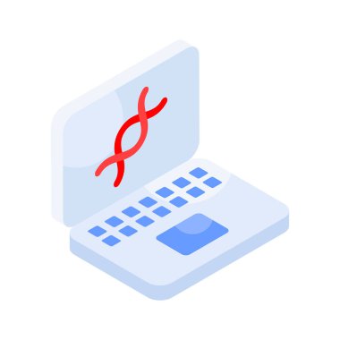 DNA analizinin Isome simgesi, dizüstü bilgisayarın içindeki DNA