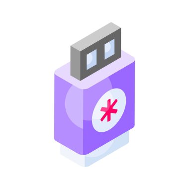 Tıbbi veri usb izometrik vektör tasarımı, tıbbi ve sağlık ile ilgili simge