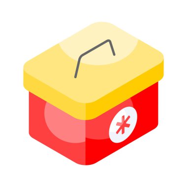 İlk yardım çantasının bu inanılmaz izometrik simgesini indir, tıbbi kutu vektör tasarımı