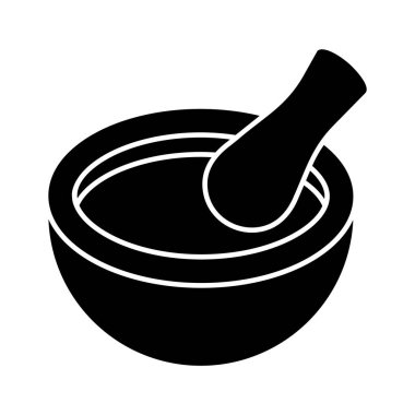 Havan topuzunun yaratıcı simgesi, ilaçların öğütülmesi için eczane araçlarının vektörü