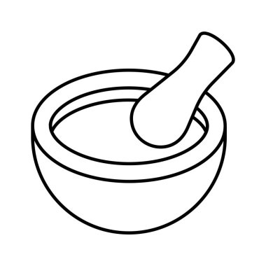 Havan topuzunun yaratıcı simgesi, ilaçların öğütülmesi için eczane araçlarının vektörü