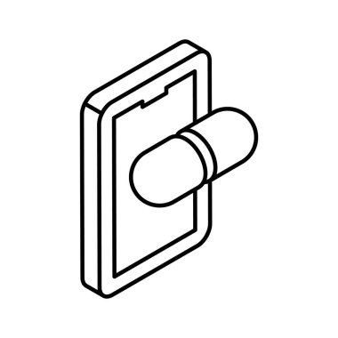 Mobil antibiyotik haplar, çevrimiçi ilaçların izometrik ikonu