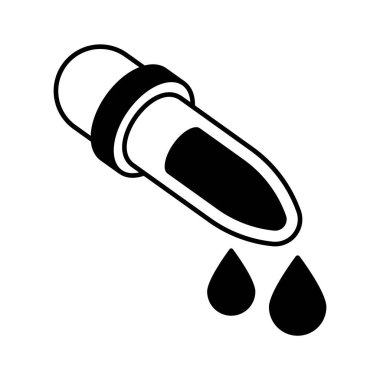 Damlatıcının, pipet damlatıcısının, ilaç damlası vektörünün modern izometrik simgesi