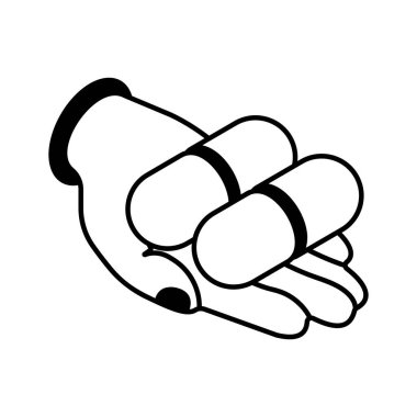 Eldeki haplar, uyuşturucu tedavisinin izometrik vektör tasarımı