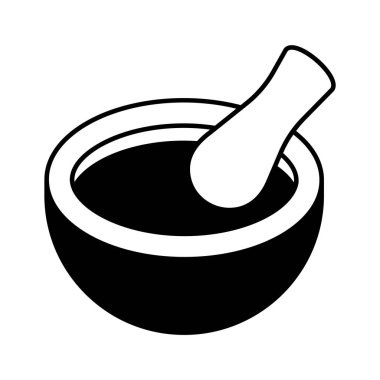 Havan topuzunun yaratıcı simgesi, ilaçların öğütülmesi için eczane araçlarının vektörü