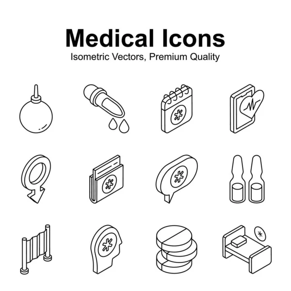 Coge Este Conjunto Iconos Isométricos Médicos Sanitarios Creativos — Archivo Imágenes Vectoriales