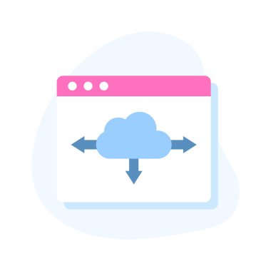 Web sitesi içindeki bulut, bulut hesaplamasının izometrik simgesi