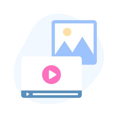 Modern tasarım tarzında Çokluortam simgesi, üzerinde oyun sembolü olan video