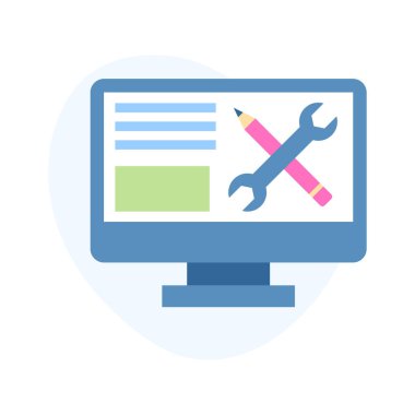 Teknik destek simgesi, bilgisayar simgesi onarımı, araç simgesi izole edilmiş beyaz arkaplan