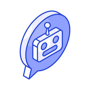 Çevrimiçi sohbet robotu izometrik simgesi modada
