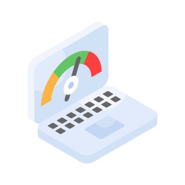 Dizüstü bilgisayarın içindeki hız göstergesi, dizüstü bilgisayarın optimizasyonunun konsept simgesi