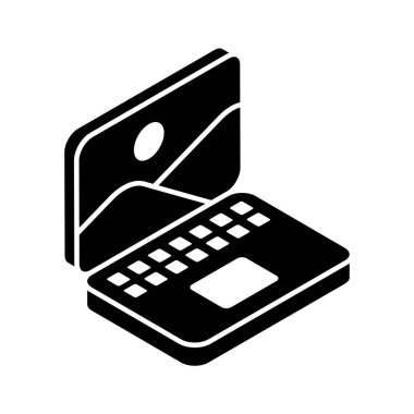 Dizüstü bilgisayarında ai resimlerinin konsept simgesini gösteren manzara resmi var