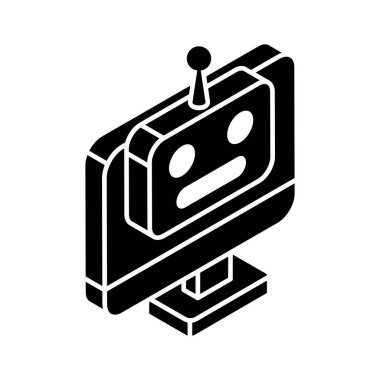 Çevrimiçi sohbet robotu izometrik simgesi modada