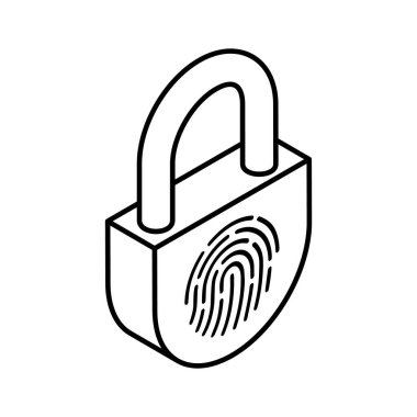 Editable isometric icon of fingerprint lock, smart authentication clipart