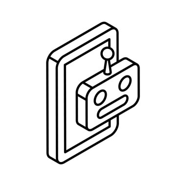 Mobil robotun son moda izometrik simgesi, yapay zeka vektör tasarımı