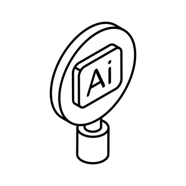 Yapay zeka ikon tasarımı, izometrik vektör