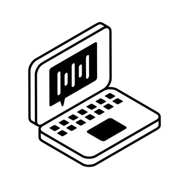 Ses iletisi, ses notaları izometrik simge, kullanımı ve indirmesi kolay