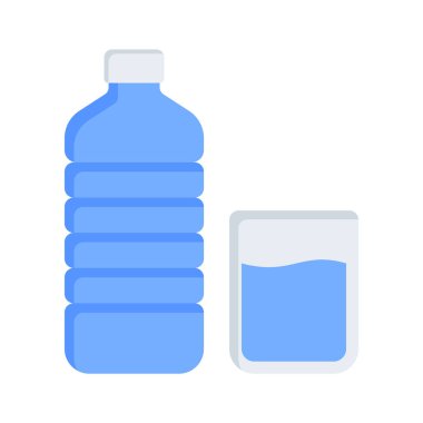 Su şişesi ve cam, düz düzenlenebilir tasarım, özel kullanıma hazır.