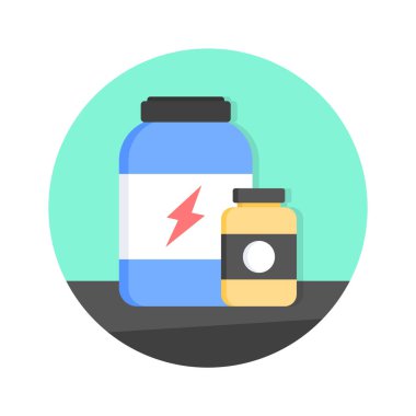 Protein kavanozunun, enerji artırıcının, protein takviyelerinin bu premium simgesini indir