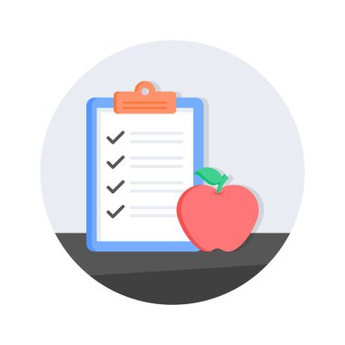 Diyet planının düz konsept simgesine sahip elma, kişiselleştirilebilir vektör