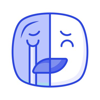 Mutlu üzgün duygu emoji simgesi, vektör tasarımını kullanmaya hazır