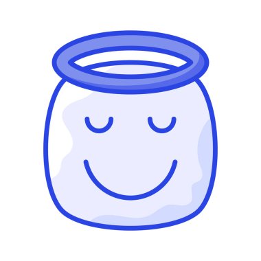Mükemmel dizayn edilmiş melek emojisi, vektör kullanmaya hazır.