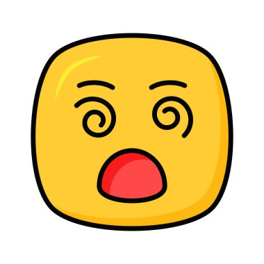 Baş döndürücü emoji simgesi, baş döndürücü ifade vektör tasarımı